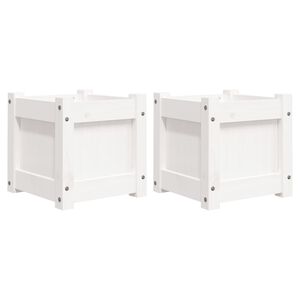 vidaXL Garden Planters 2 pcs White Solid Wood Pine