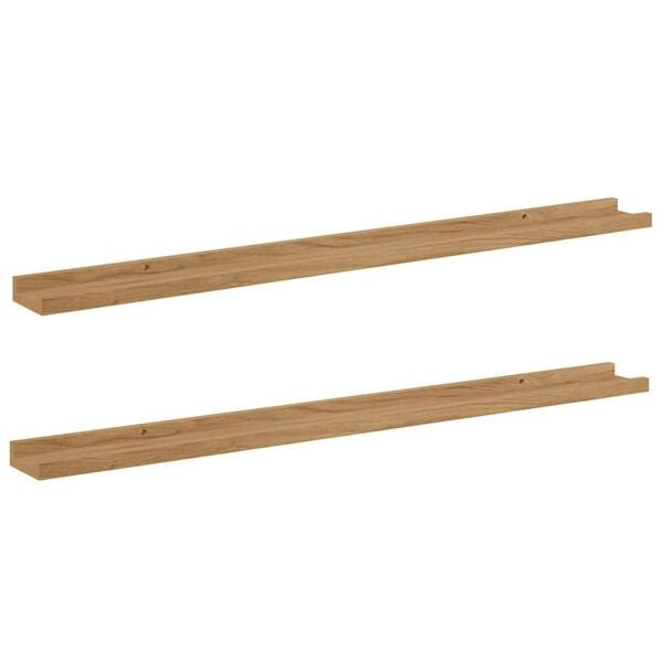 vidaXL Wall Shelf 2 pcs Brown 100 x 9 x 3 cm Engineered Wood