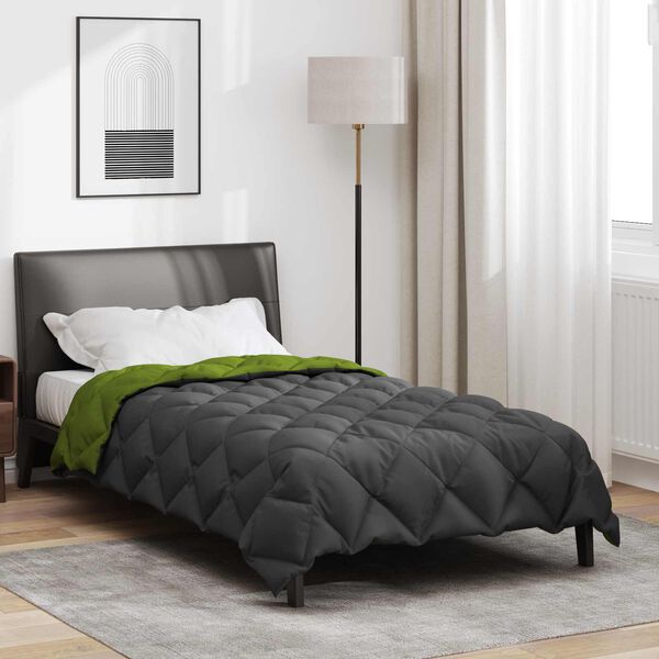 vidaXL Winter Duvet Green and Anthracite 220 x 140 cm Microfiber