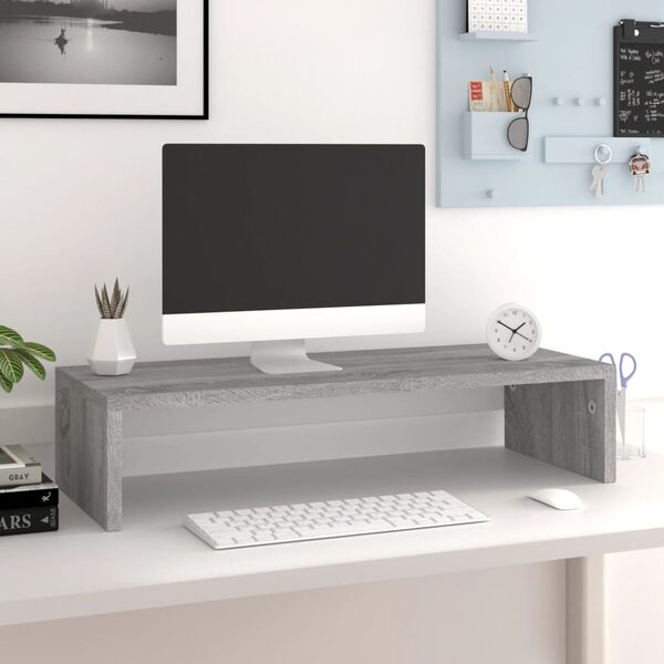 vidaXL Monitor Stand Grey Sonoma 60x23.5x12 cm Engineered Wood