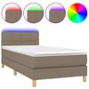 vidaXL Box Spring Bed with Mattress&LED Taupe 90x200cm Fabric