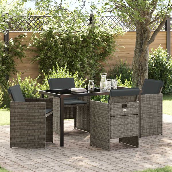 vidaXL Garden Dining Set 5 pcs Grey Poly Rattan