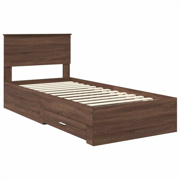 vidaXL Bed Frame Brown Oak and Silver 90 x 190 cm Engineered Wood