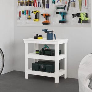 vidaXL Work Bench with Shelf White 78.5 x 50 x 80 cm Solid Pine Wood