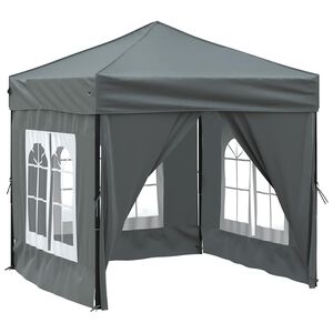 vidaXL Folding Party Tent with Sidewalls Anthracite 2x2 m
