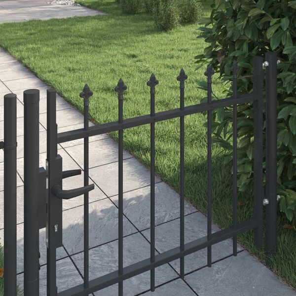 vidaXL Fence Gate with Lock Grey 103 x 124.5 cm Powder-Coated Steel