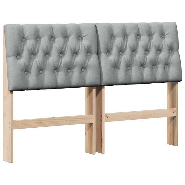 vidaXL Upholstered Headboard Light Grey 135 cm Solid Pine Wood