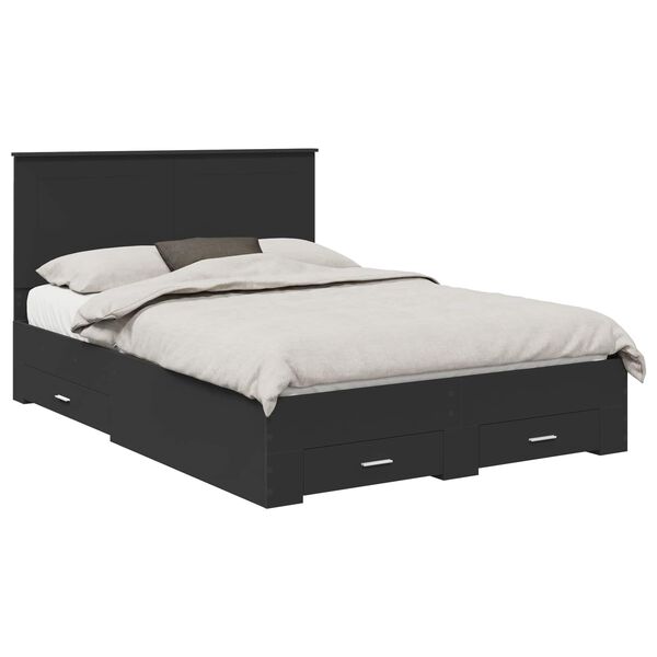 vidaXL Bed Frame Black and Silver 150 x 200 cm Engineered Wood