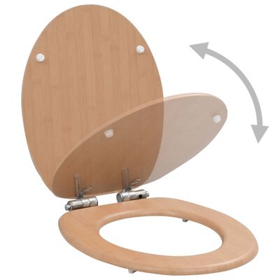 vidaXL WC Toilet Seats 2 pcs with Soft Close Lids MDF Bamboo Design