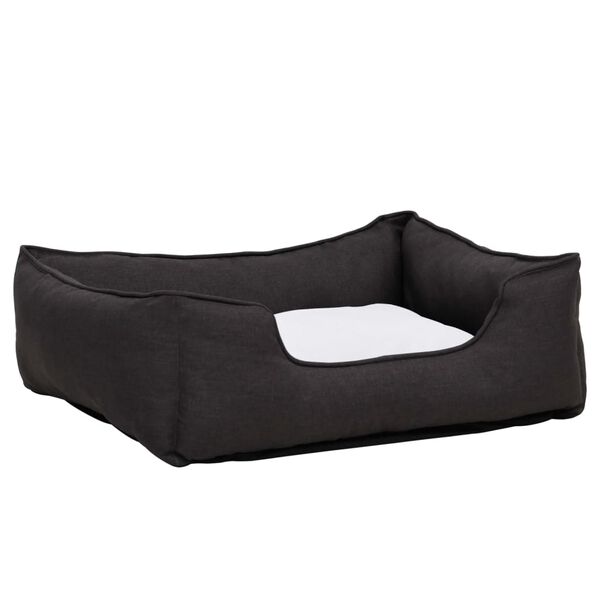 vidaXL Dog Bed Dark Grey and White 85.5x70x23 cm Linen Look Fleece