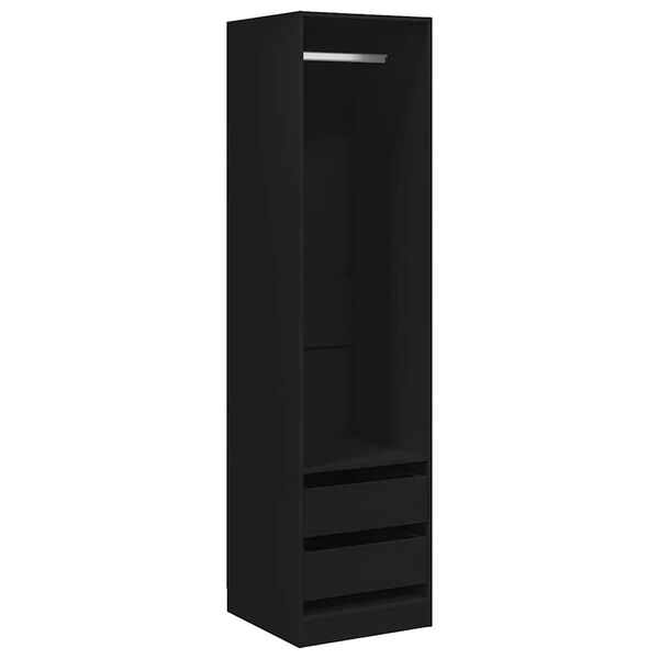 vidaXL Wardrobe with Drawers Black 50x50x200 cm Engineered Wood