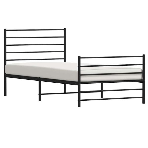 vidaXL Metal Bed Frame without Mattress with Footboard Black 107x203cm