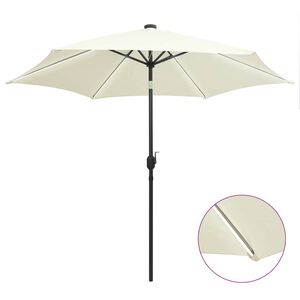 vidaXL Garden Parasol with LED Lights&Aluminium Pole 300 cm Sand White