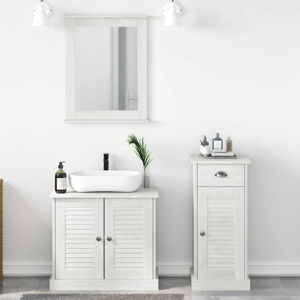 vidaXL Bathroom Furniture Set 3 pcs Antique White Solid Pine Wood