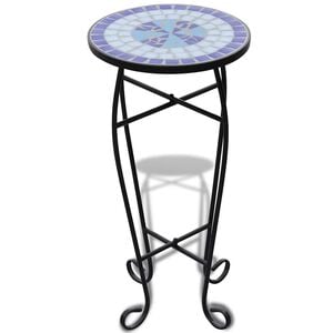 vidaXL Plant Stand | Blue and white | Iron and ceramic | Small