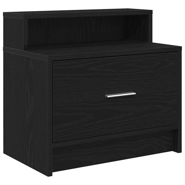vidaXL Bedside Cabinet with Drawer Black Oak 51x31x47 cm