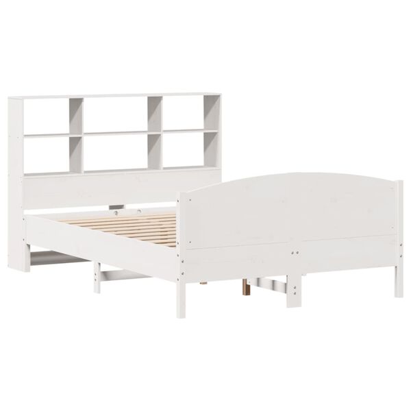 vidaXL Bookcase Bed without Mattress White 120x190 cm Small Double Solid Wood Pine