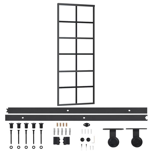 vidaXL Sliding Door with Hardware Set ESG Glass&Aluminium 76x205 cm
