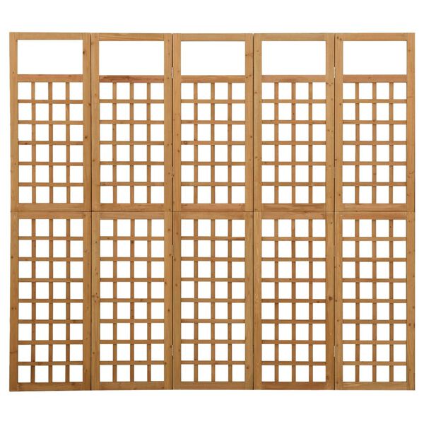 vidaXL 5-Panel Room Divider/Trellis Solid Fir Wood 201.5x180 cm