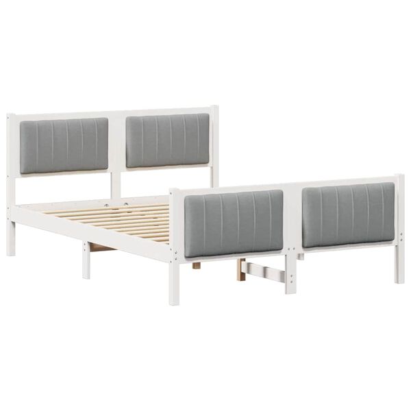 vidaXL Bed frame White and light grey 140 x 200 cm Solid pine wood