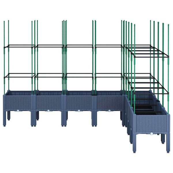 vidaXL Garden Planter with Trellis Blue Grey 200x160x142.5 cm PP