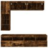 vidaXL 7 Piece TV Wall Cabinet Set with LED Lights Smoked Oak