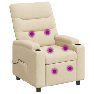 vidaXL Recliner Massage Chair Cream 75 x 95 x 103 cm Fabric