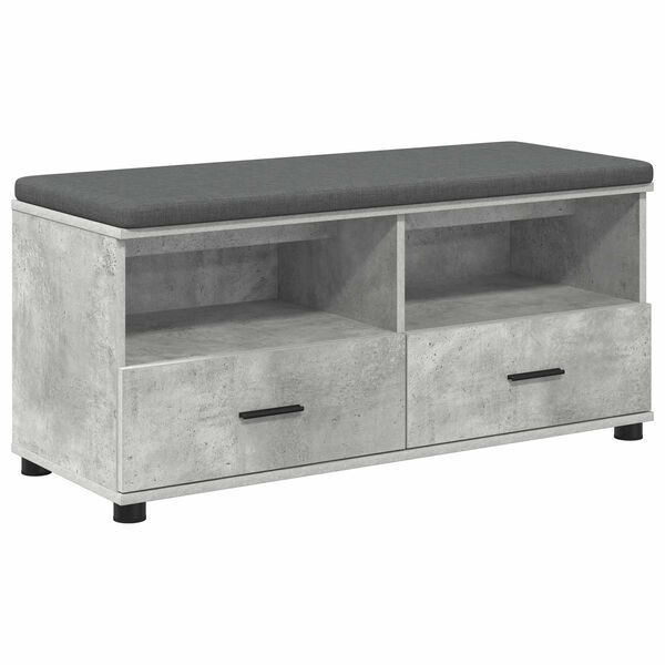 vidaXL Hall Bench with Cushion Concrete Grey 100 x 38 x 46 cm
