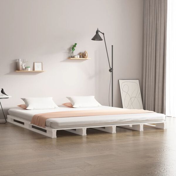 vidaXL Pallet Bed without Mattress White 160x200 cm Solid Wood
