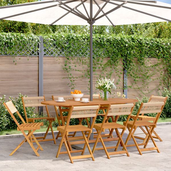 vidaXL Folding Garden Chairs 8 pcs Beige Solid Wood Acacia