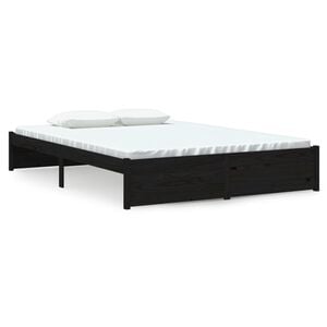vidaXL Bed Frame without Mattress Black Solid Wood 140x190 cm
