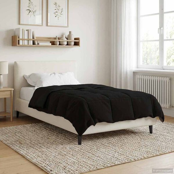 vidaXL Full Year Duvet Quilted Black 140 x 200 cm Microfiber