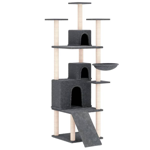 vidaXL Cat Tree with Sisal Scratching Posts Dark Grey 175 cm