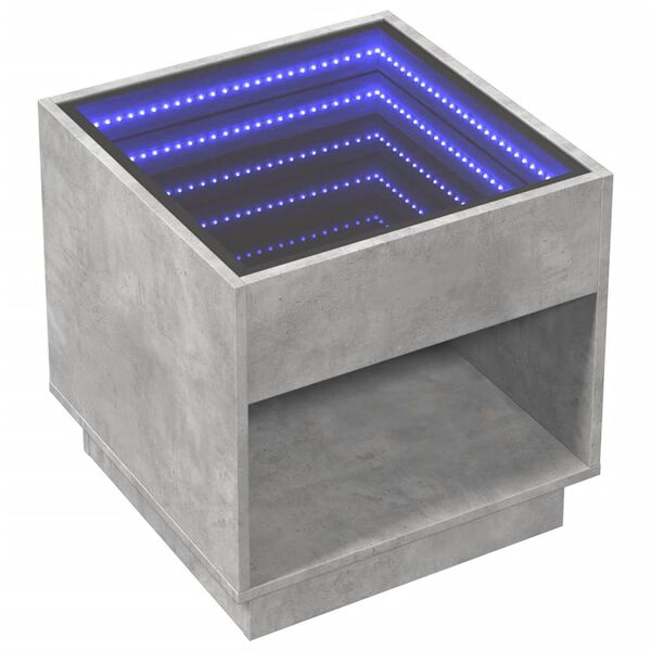 vidaXL Coffee Table with Infinity LED Concrete Grey 50x50x50 cm
