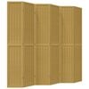 vidaXL Room Divider 6 Panels Brown Solid Wood Paulownia
