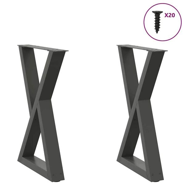 vidaXL Dining Table Legs 2 pcs Anthracite 50x(72-73.3) cm Steel