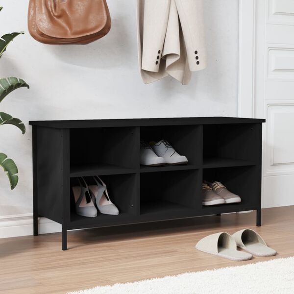 vidaXL Shoe Cabinet Black 100x35x50 cm Engineered Wood