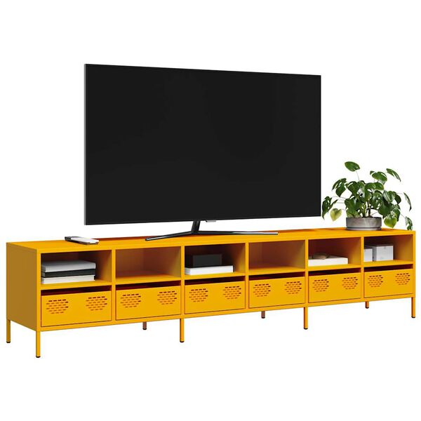 vidaXL TV Cabinet Mustard Yellow 202x39x43.5 cm Cold-rolled Steel