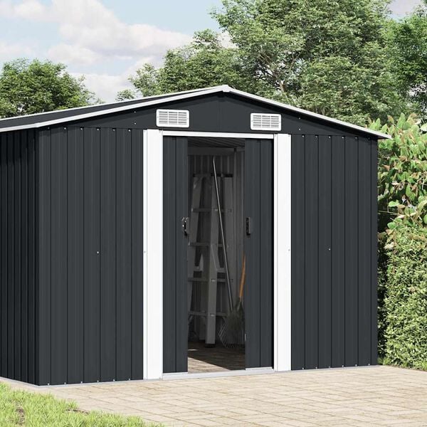 vidaXL Garden Shed 257x392x181 cm Metal Anthracite