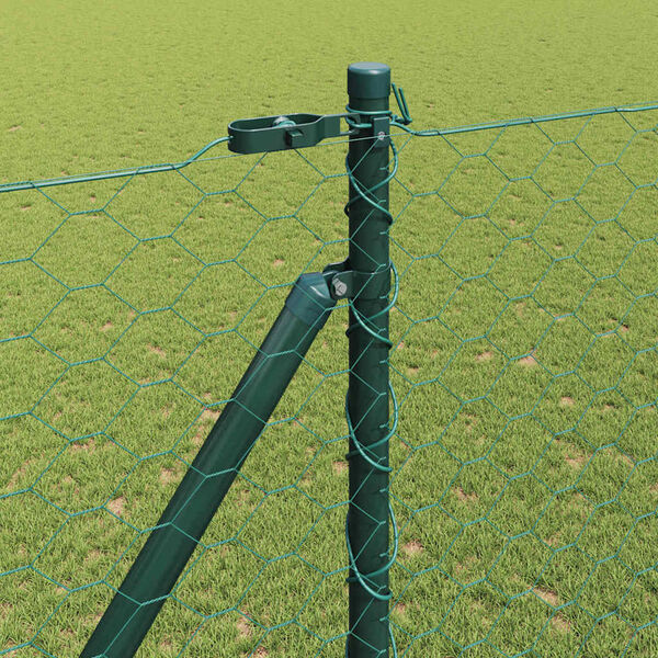 vidaXL Fence Post Green 50 x 1.5 m (50 mm mesh) Steel and PVC