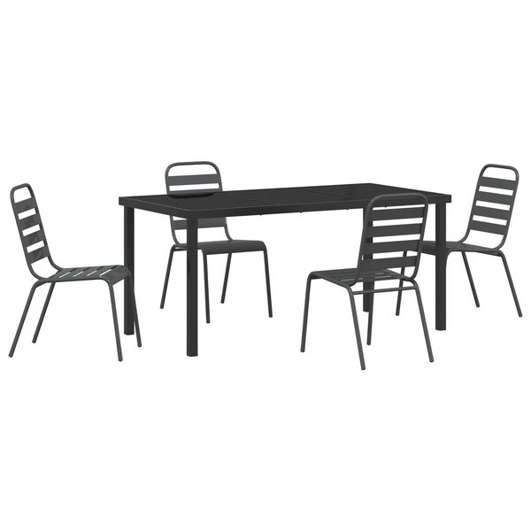 vidaXL Garden Dining Set 5 pcs Anthracite Powder-Coated Steel