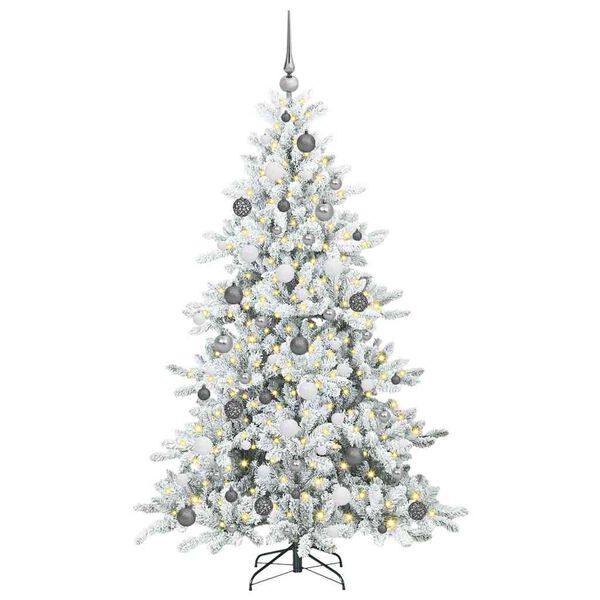 vidaXL Artificial Hinged Christmas Tree White 180 cm PVC and Steel