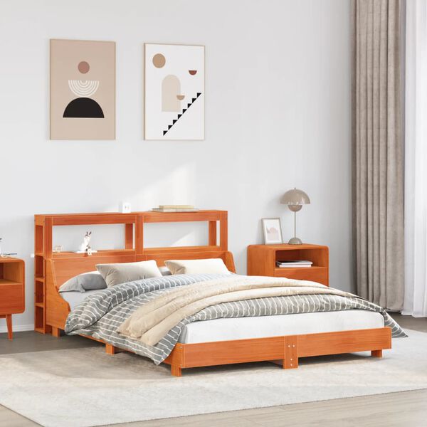 vidaXL Bed Frame without Mattress Wax Brown 160x200 cm Solid Wood Pine