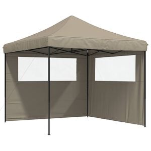 vidaXL Foldable Party Tent Pop-Up with 2 Sidewalls Taupe
