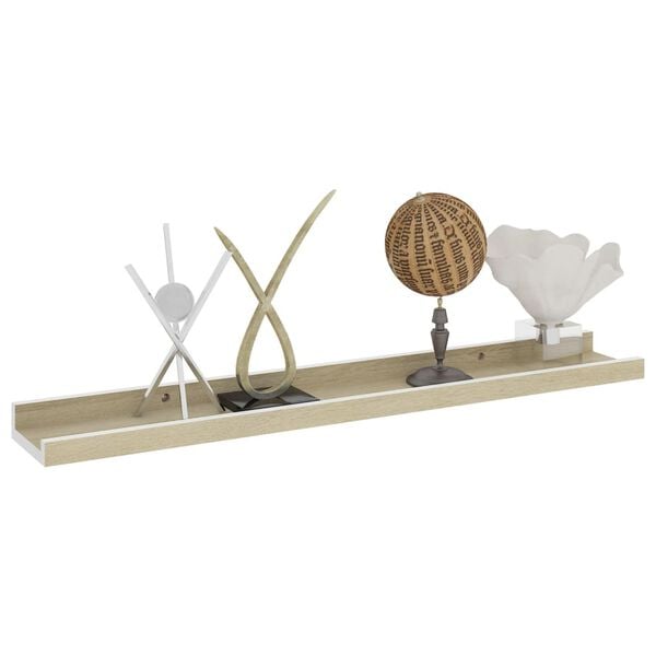 vidaXL Wall Shelves 2 pcs White and Sonoma Oak 60x9x3 cm