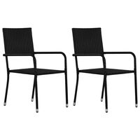vidaXL Outdoor Dining Chairs 2 pcs Poly Rattan Black
