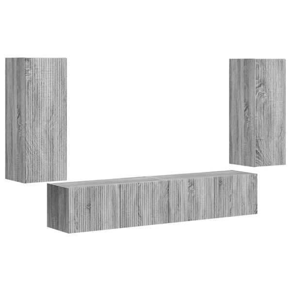 vidaXL TV Wall Cabinet Set 4 pcs Grey Sonoma Engineered Wood