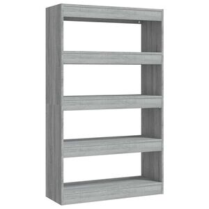 vidaXL Book Cabinet/Room Divider Grey Sonoma 80x30x135 cm