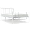 vidaXL Metal Bed Frame without Mattress with Footboard White 90x190cm