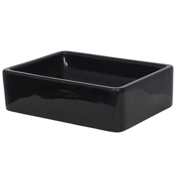 vidaXL Basin Ceramic Rectangular Black 41x30x12 cm